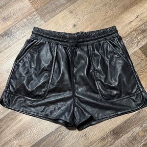 Joie Black Leather Athletic Shorts